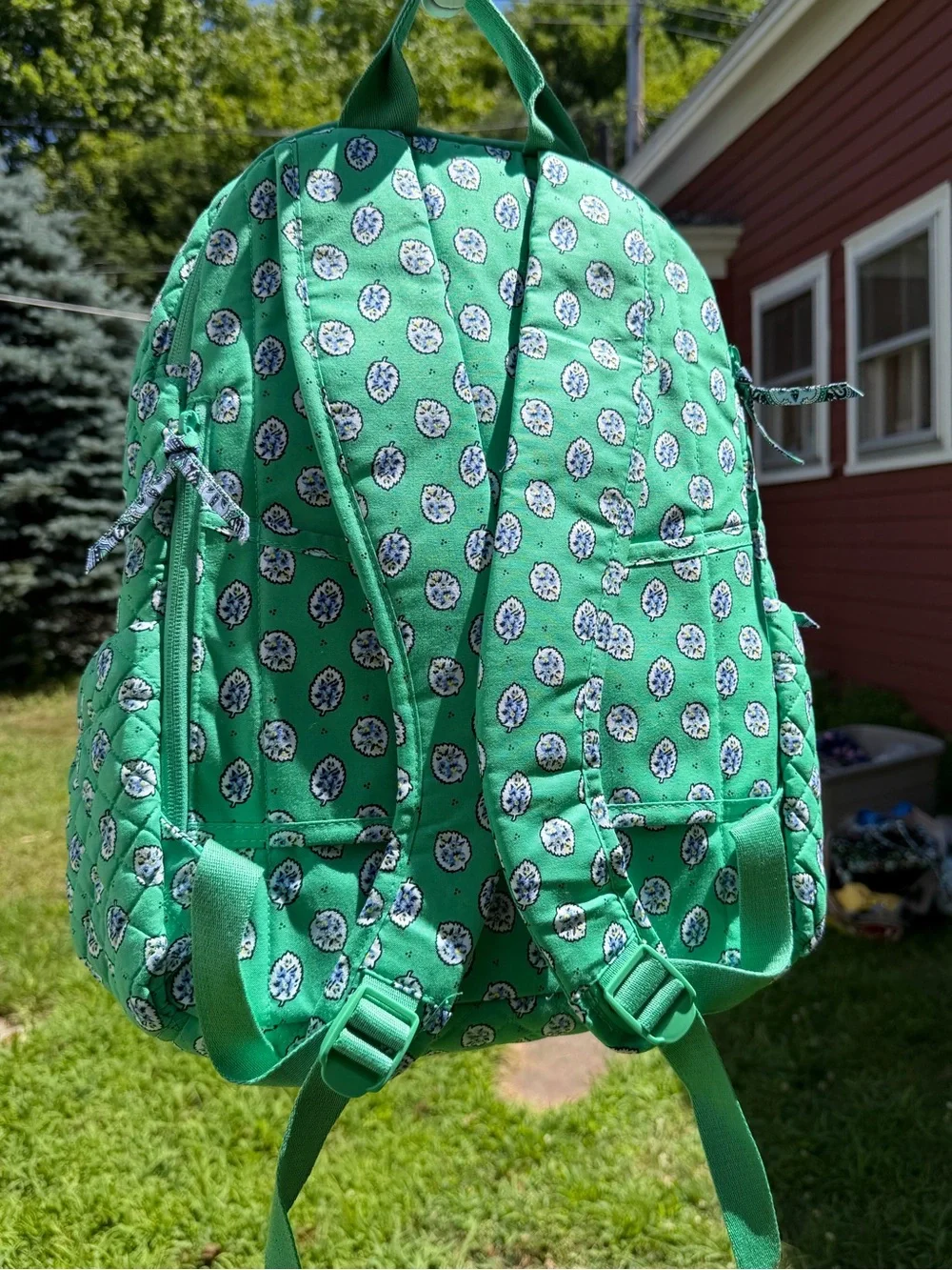 Vera Bradley Campus Backpack Garden Green Leaf NWT